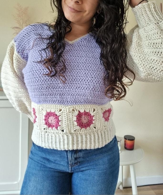 Daisy loop 2 in 1 vest and jumper - crochet pattern - downloadable PDF