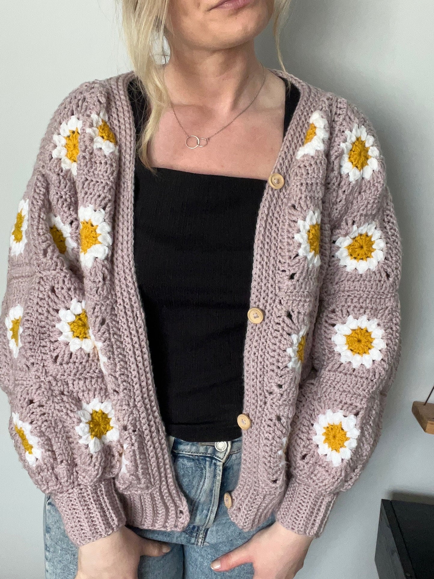 Daisy Granny Square Cardigan - crochet pattern - downloadable PDF