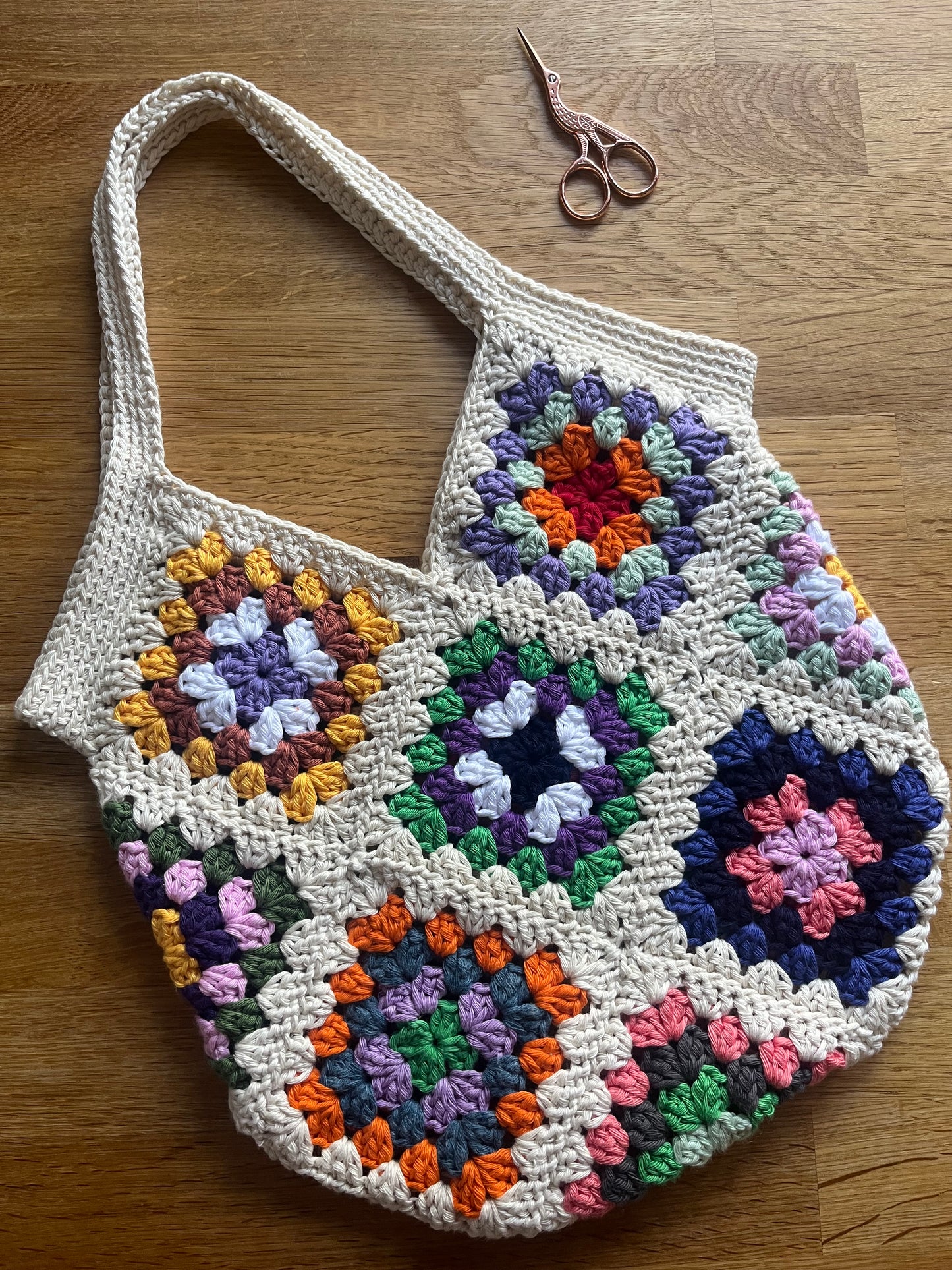 Granny square tote bag crochet pattern - downloadable PDF
