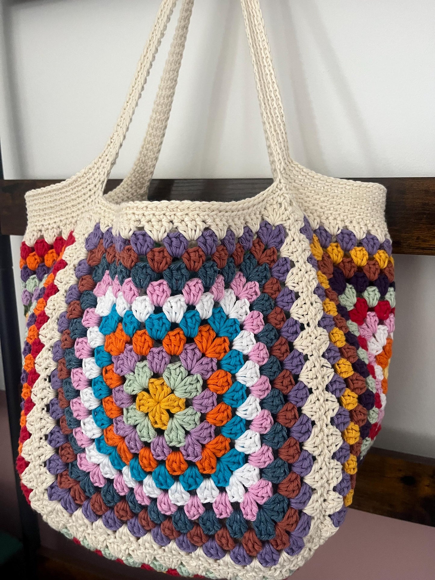 Granny Square Beach Bag crochet pattern - downloadable PDF