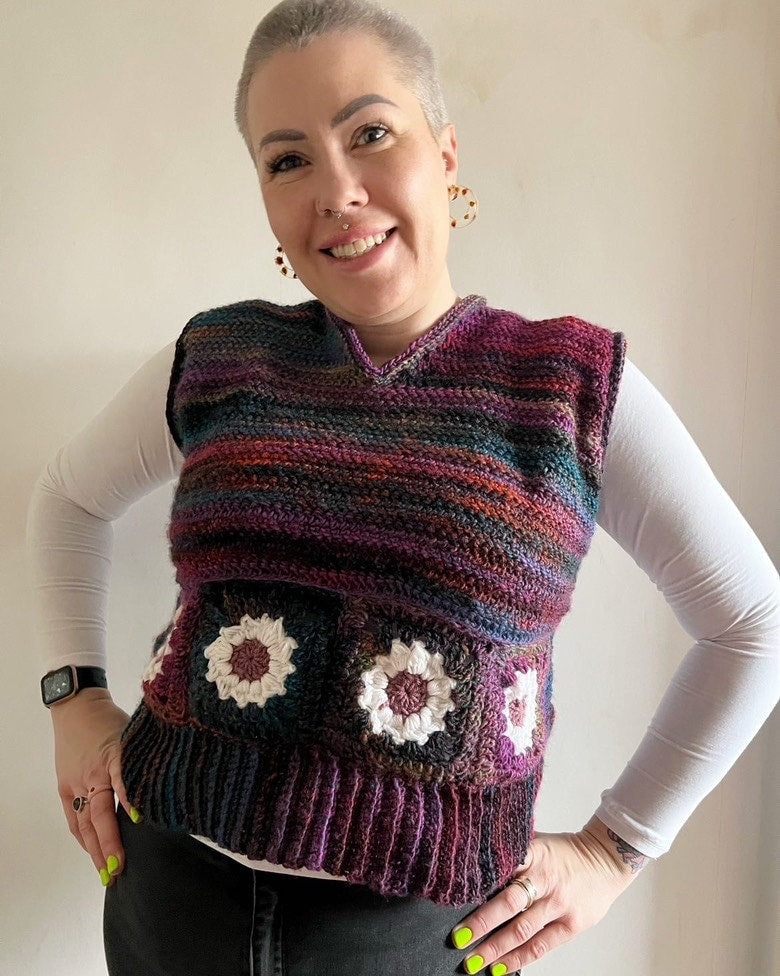 Daisy loop 2 in 1 vest and jumper - crochet pattern - downloadable PDF