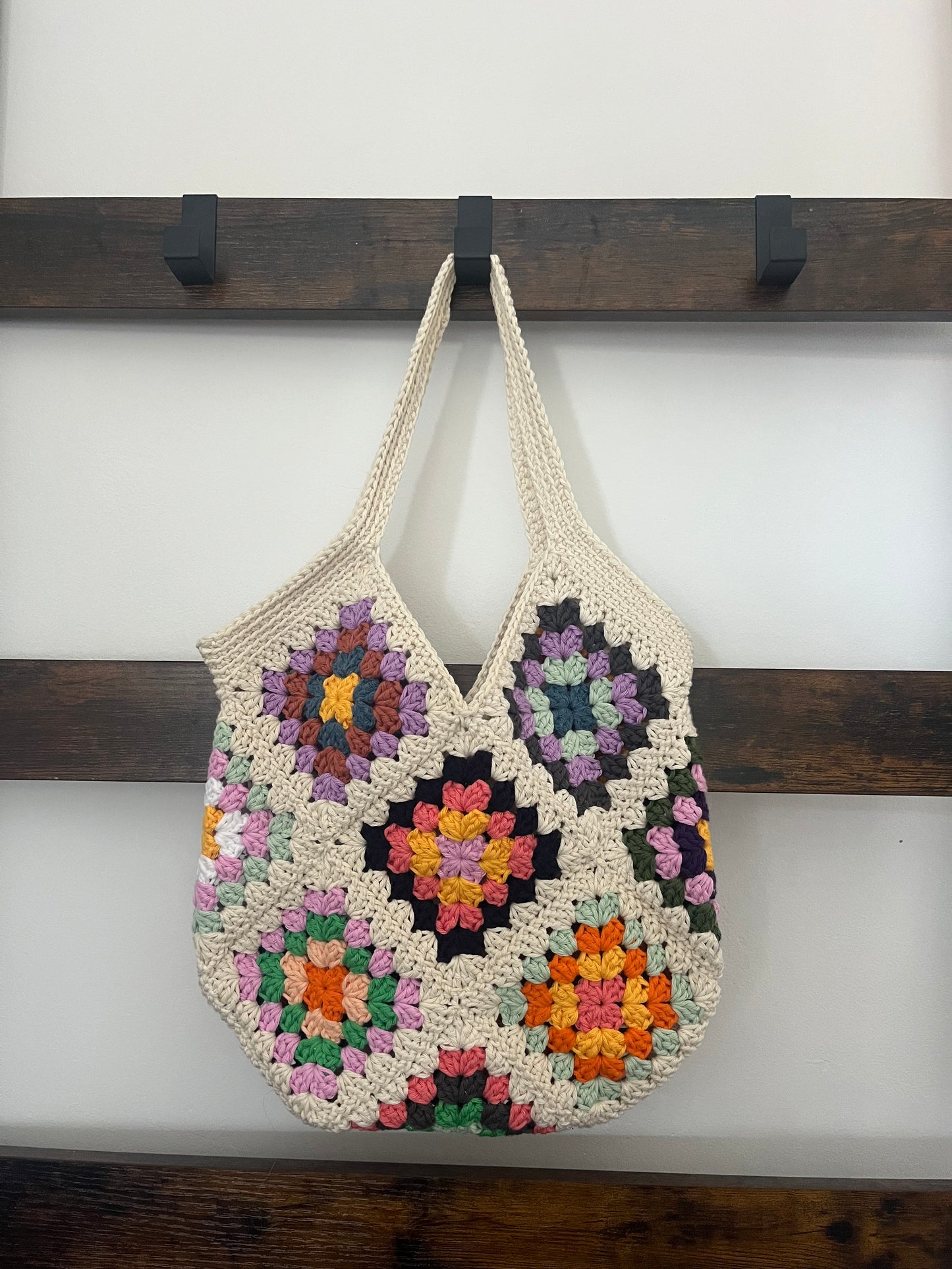 Granny square tote bag crochet pattern - downloadable PDF