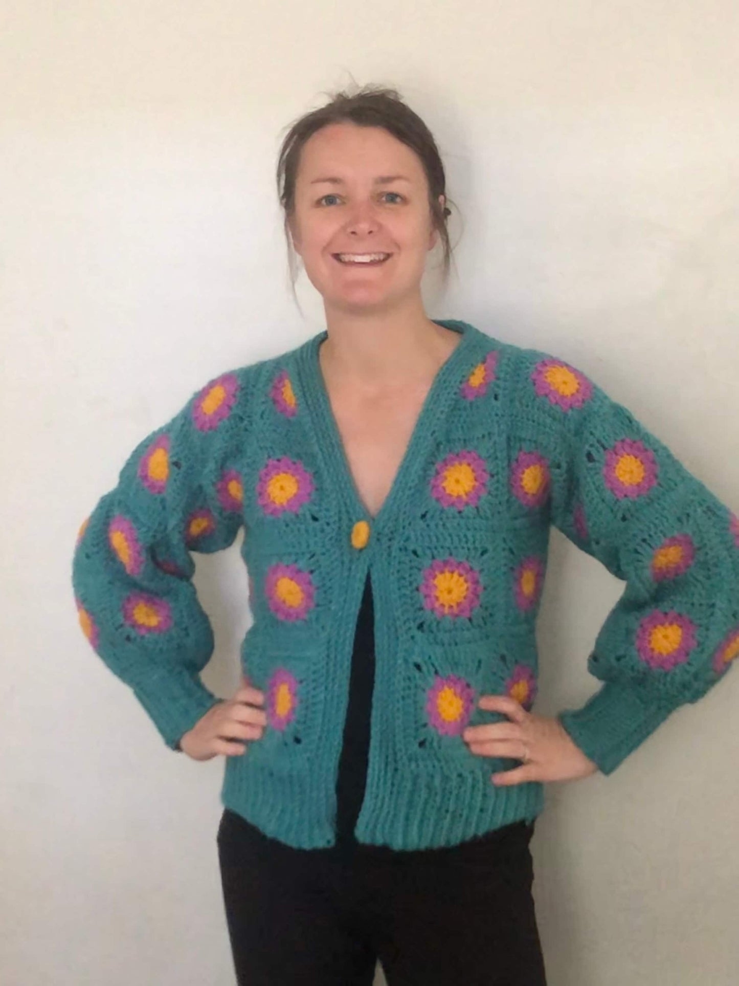 Daisy Granny Square Cardigan - crochet pattern - downloadable PDF