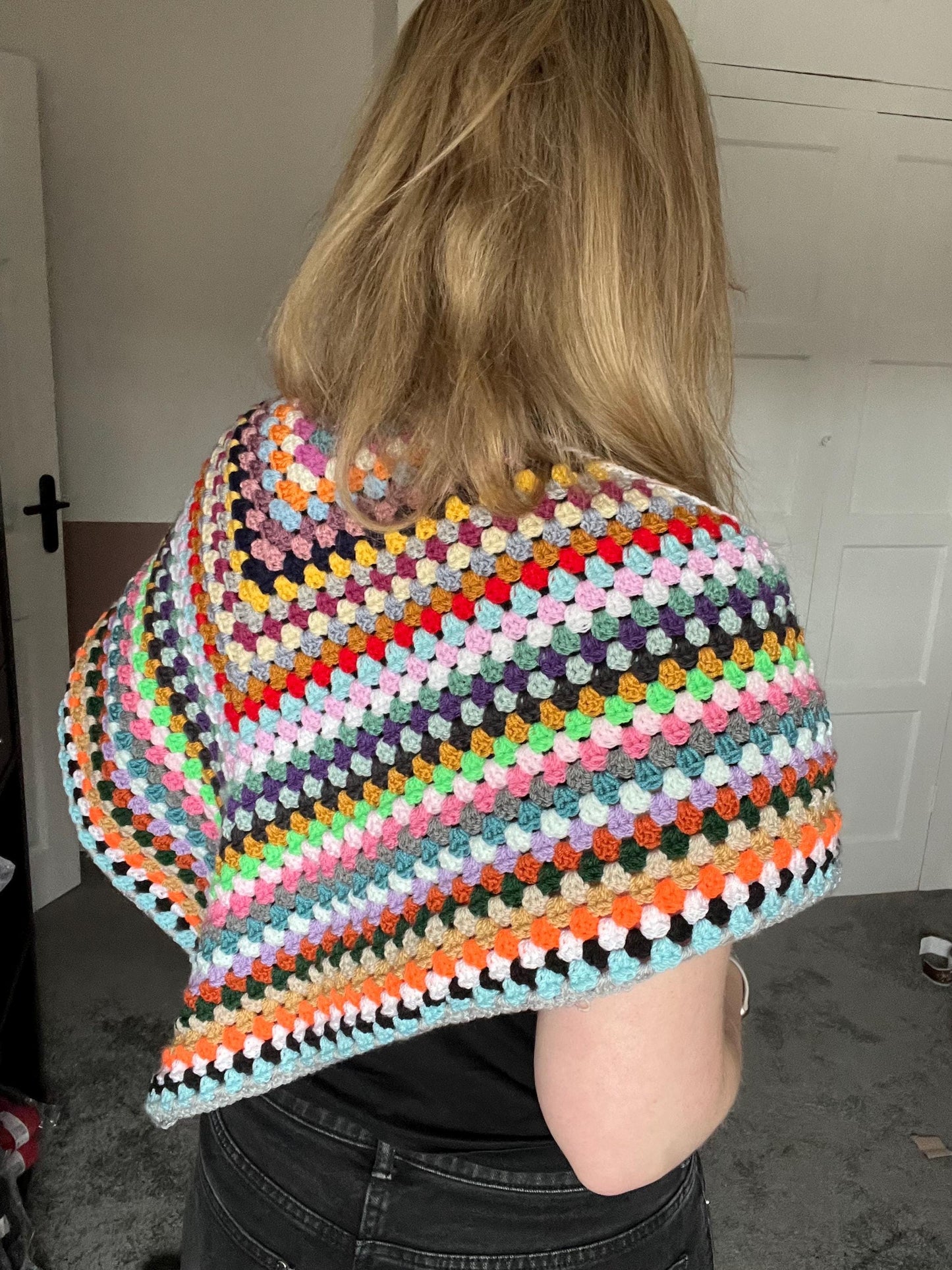 Scrappy granny Shaw/Scarf crochet pattern - downloadable PDF