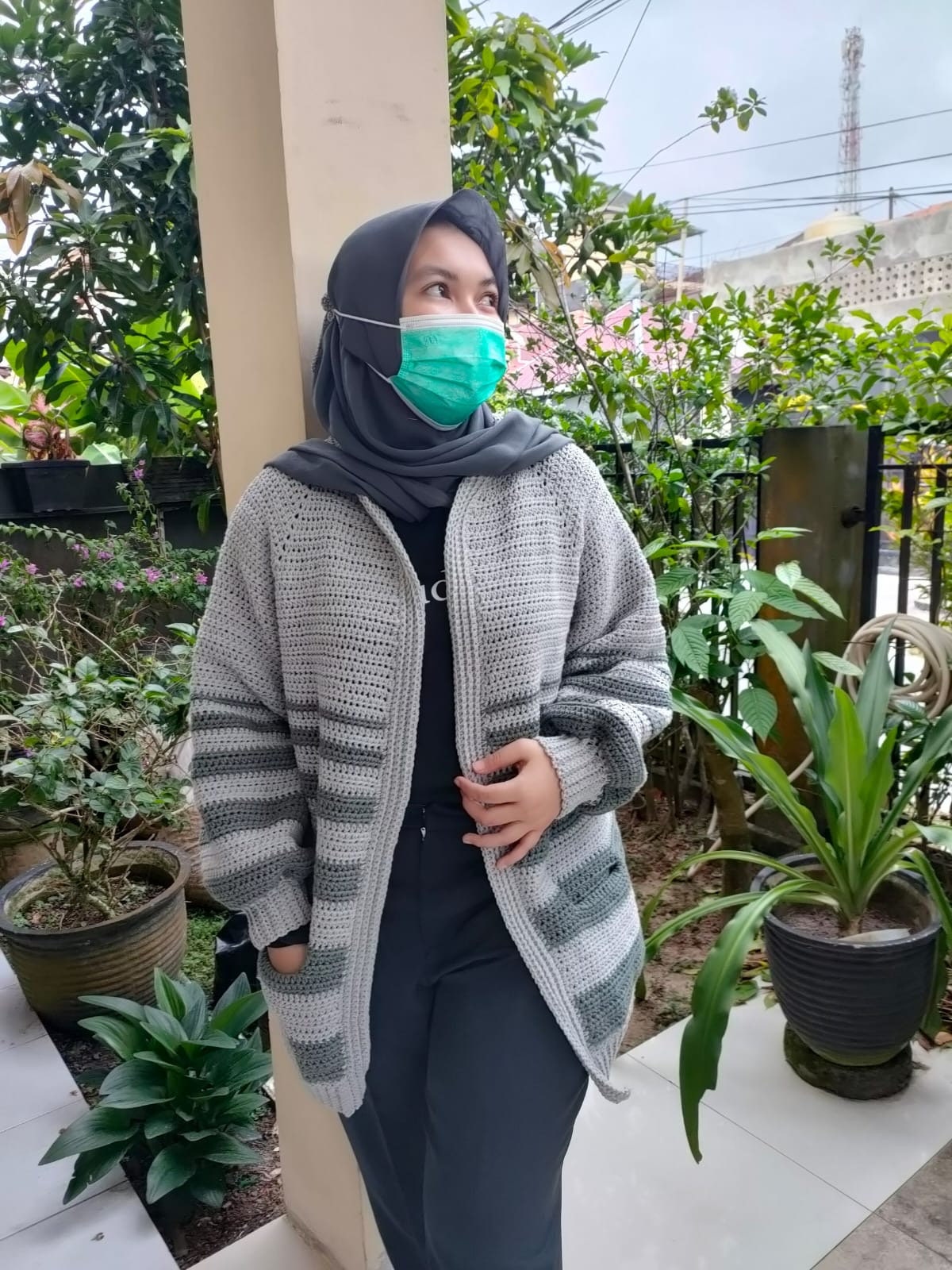 Crescendo cardigan with pockets, striped top-down cardigan - crochet pattern - downloadable PDF