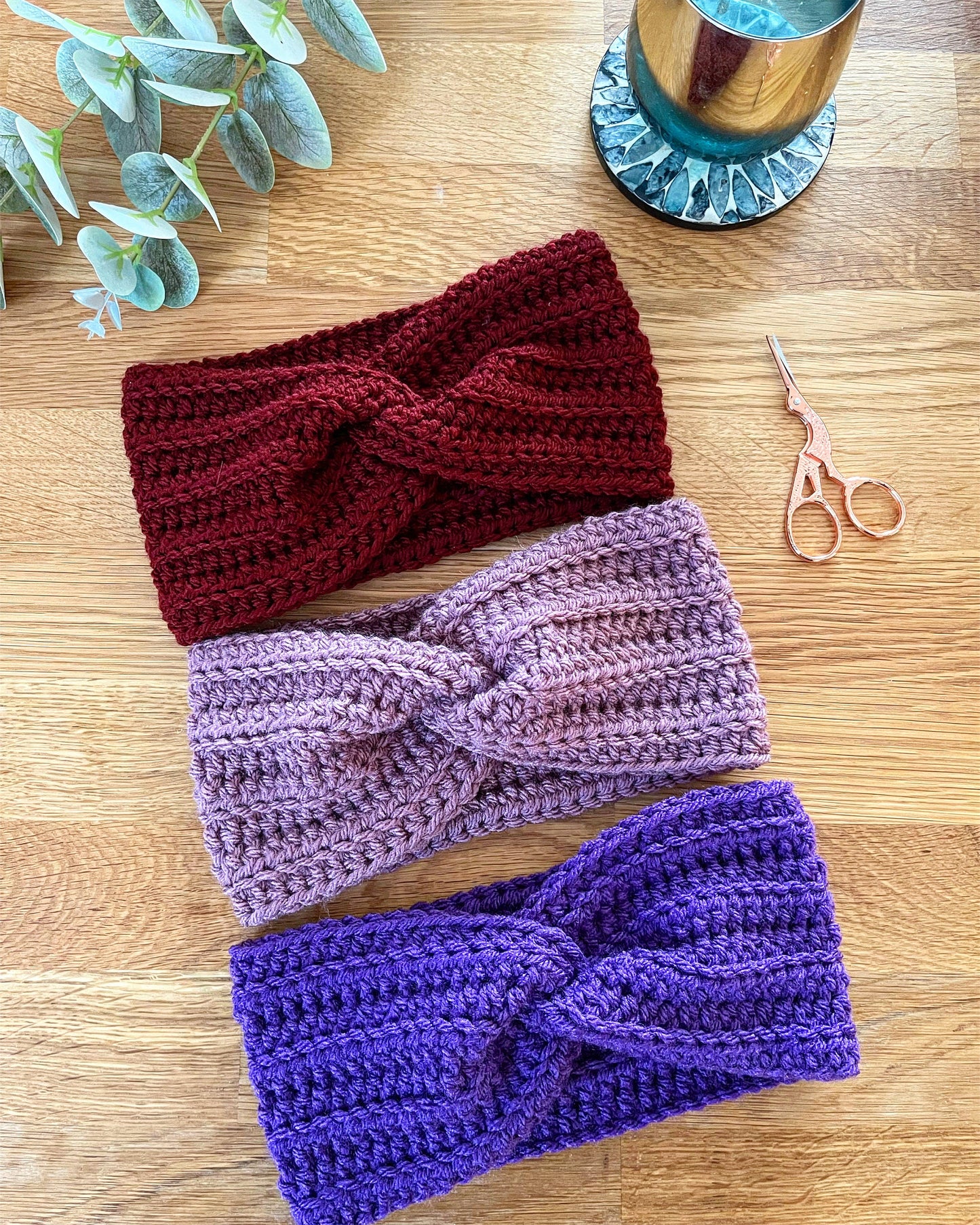 Twisted ear warmer crochet pattern - downloadable PDF