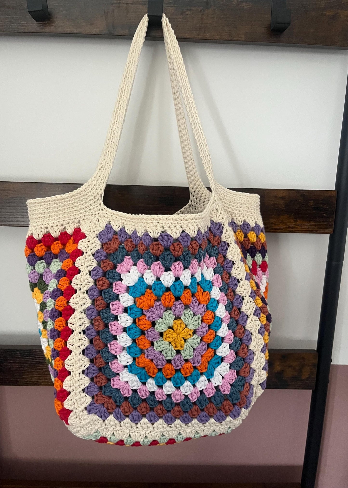 Granny Square Beach Bag crochet pattern - downloadable PDF