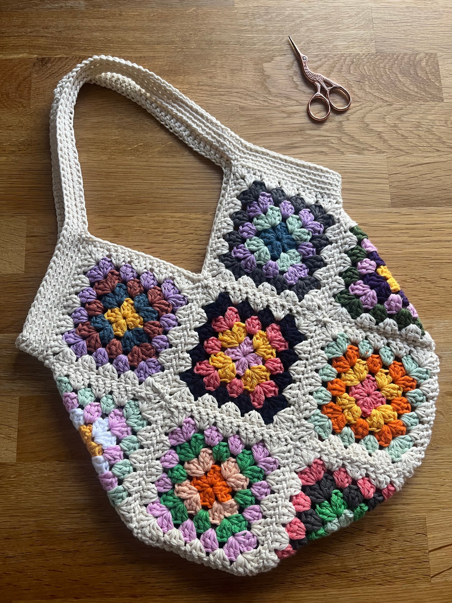 Granny square tote bag crochet pattern - downloadable PDF