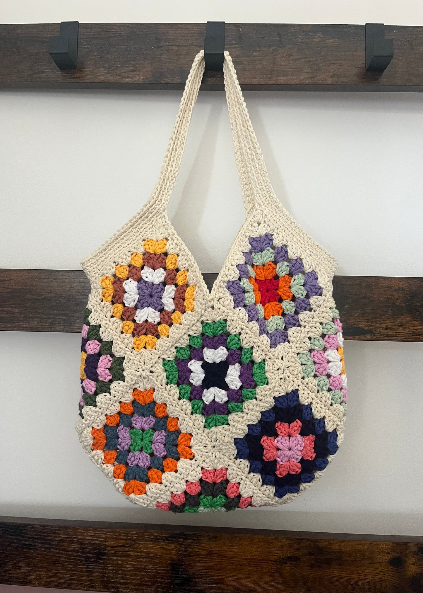 Granny square tote bag crochet pattern - downloadable PDF