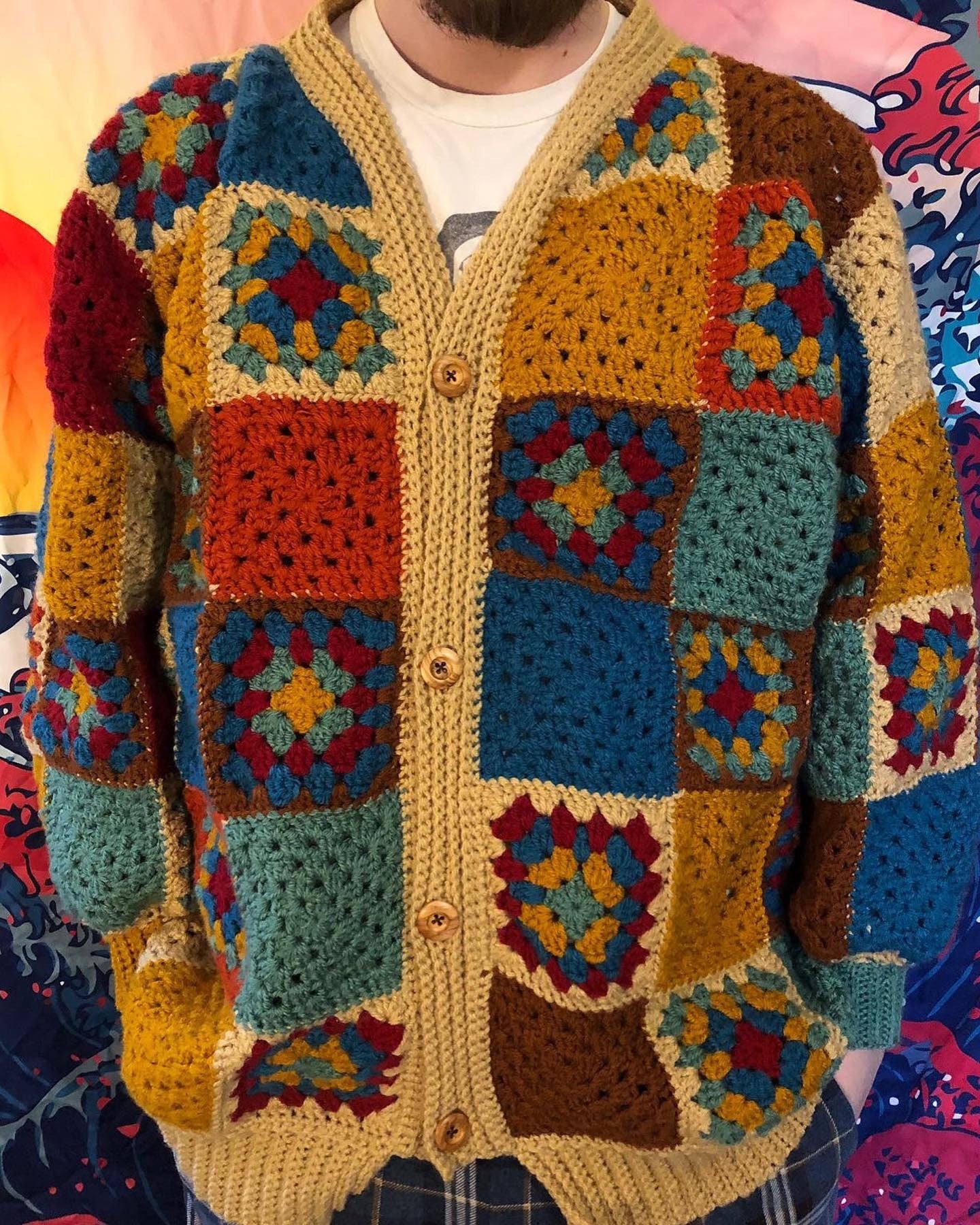 Granny Square Cardigan - crochet pattern - downloadable PDF