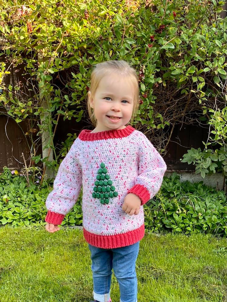 Christmas Tree jumper - children's - crochet pattern - downloadable PDF