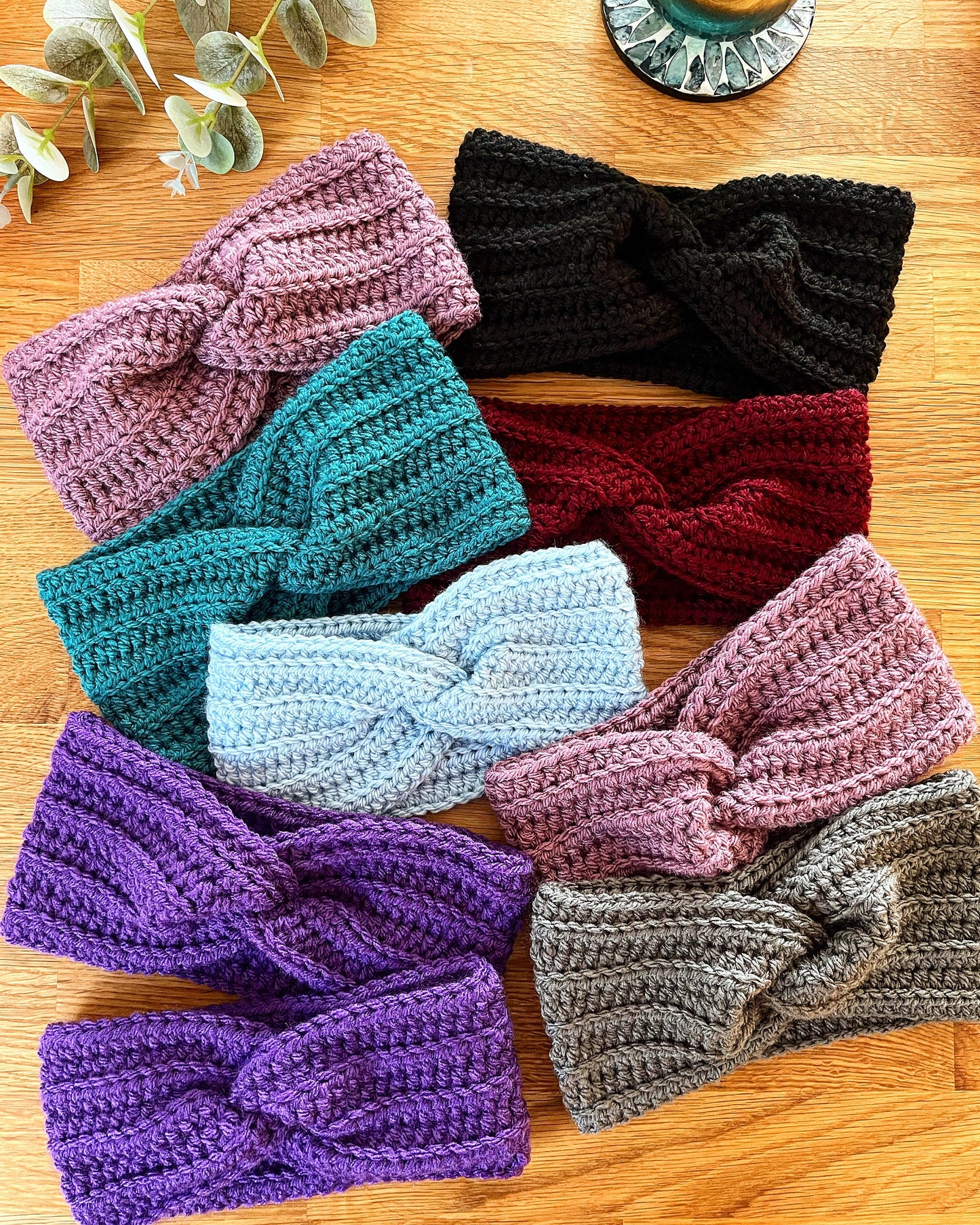 Twisted ear warmer crochet pattern - downloadable PDF