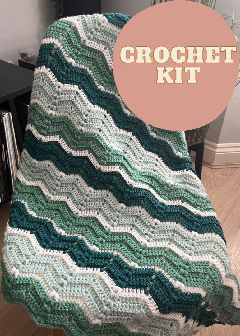 Riptide blanket crochet kit - ripple blanket - perfect gift for crafty beginners!