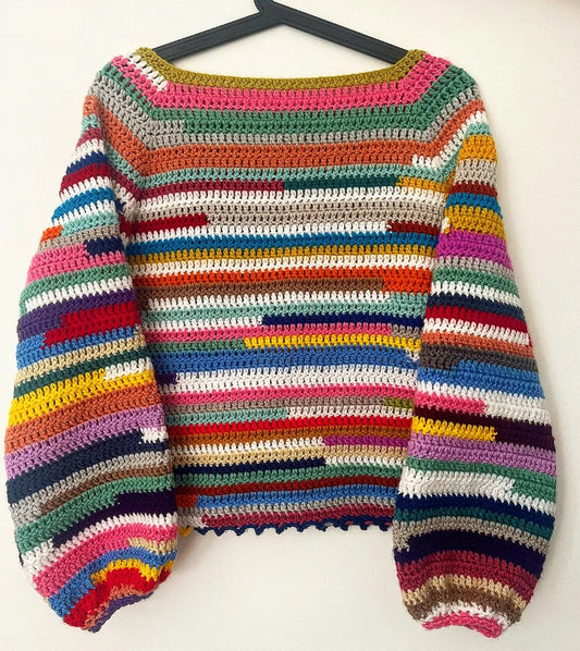 Scrap yarn raglan jumper