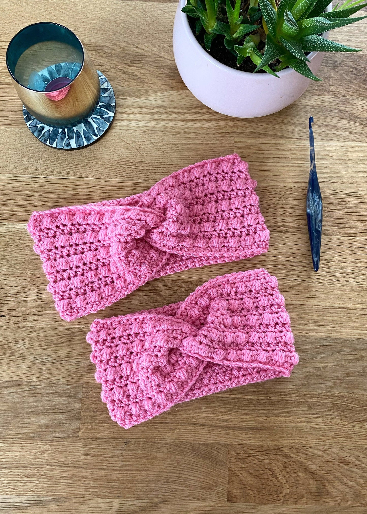 Berry Cosy Twisted ear warmer crochet pattern - downloadable PDF