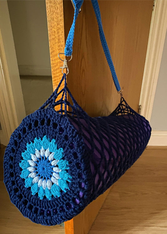 Sunflower yoga mat bag crochet pattern - downloadable PDF