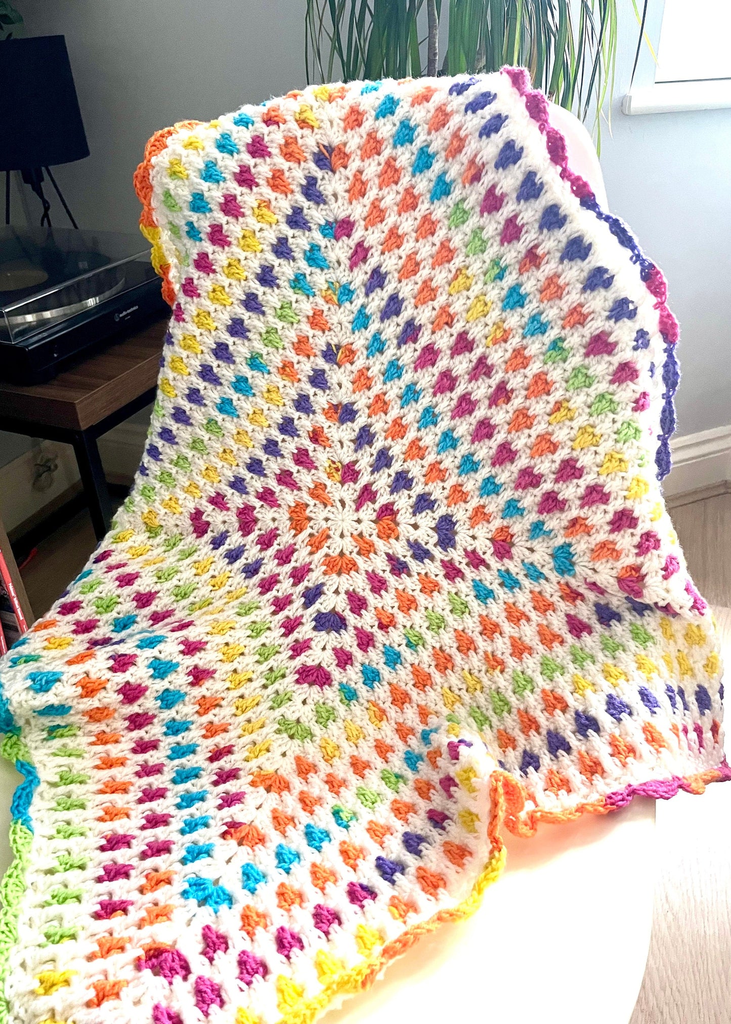 Rainbow Spike blanket crochet pattern - downloadable PDF