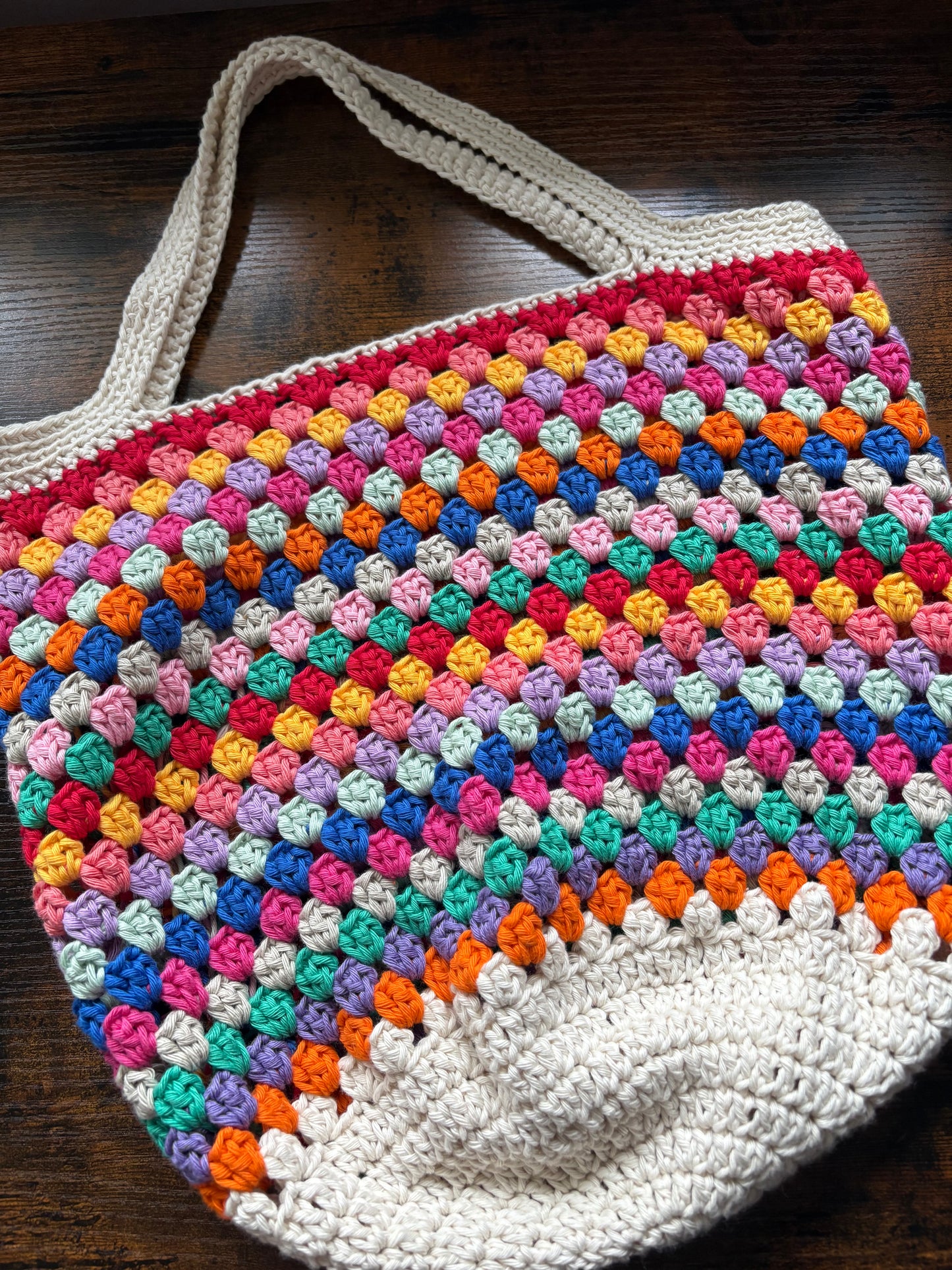 Granny Stitch cotton crochet market bag/tote bag