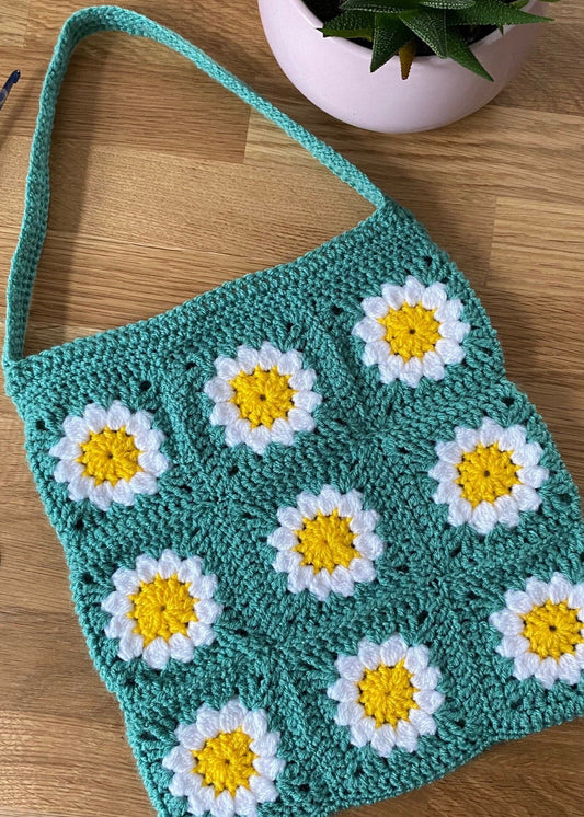 Daisy tote bag crochet pattern - downloadable PDF