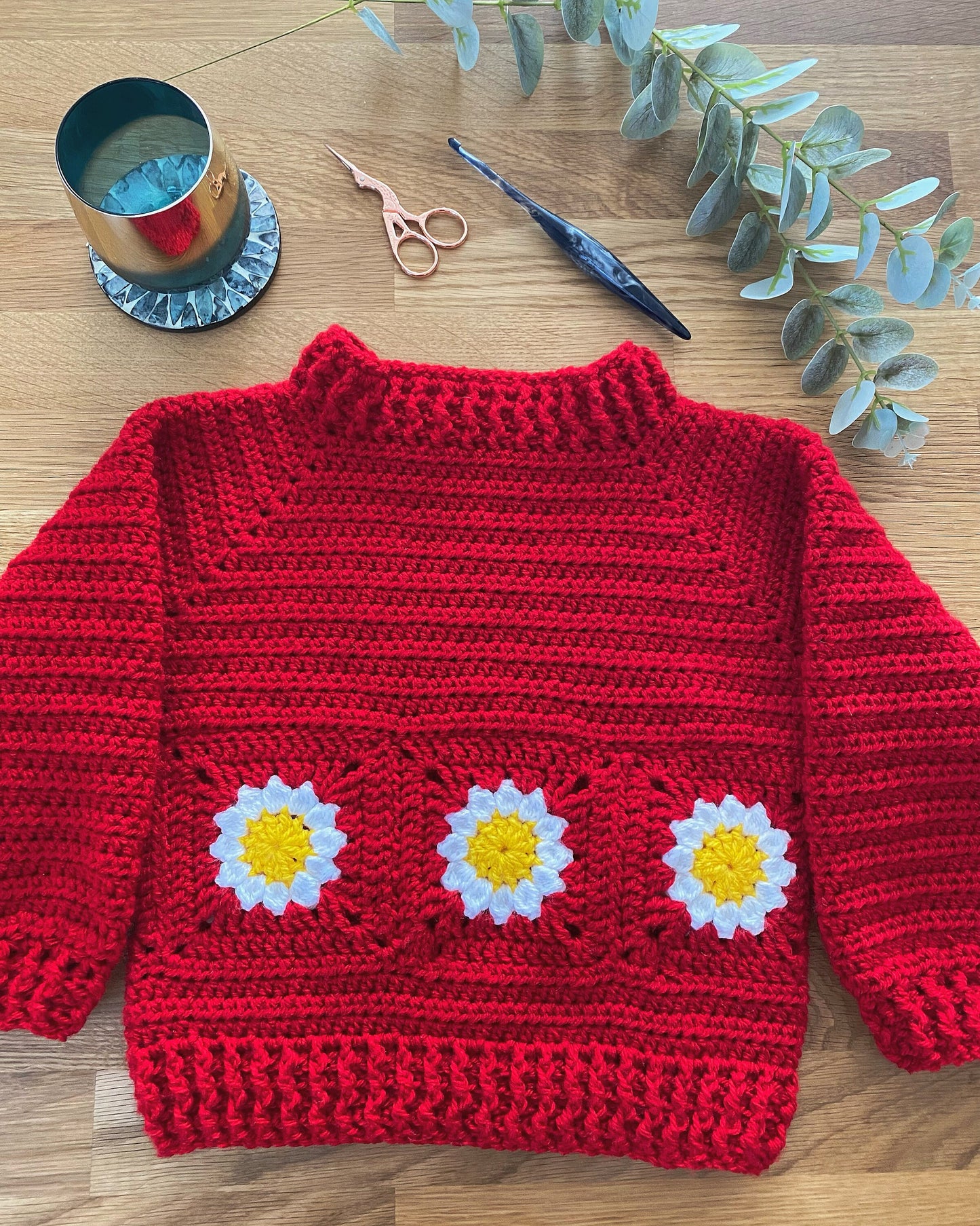 Daisy loop children's jumper - crochet pattern - downloadable PDF