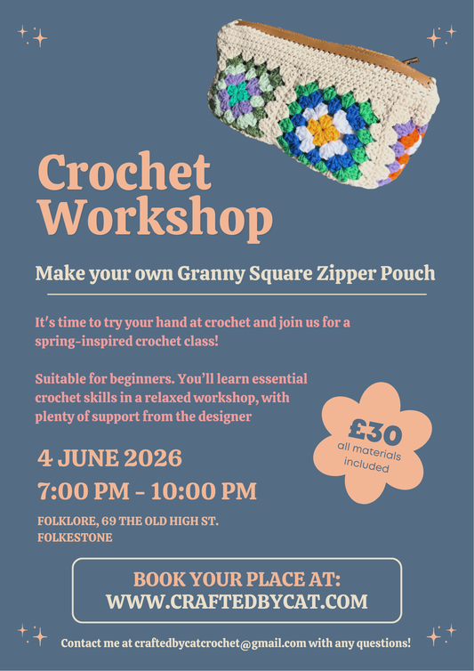 Crochet workshop - Granny Square Zipper Pouch