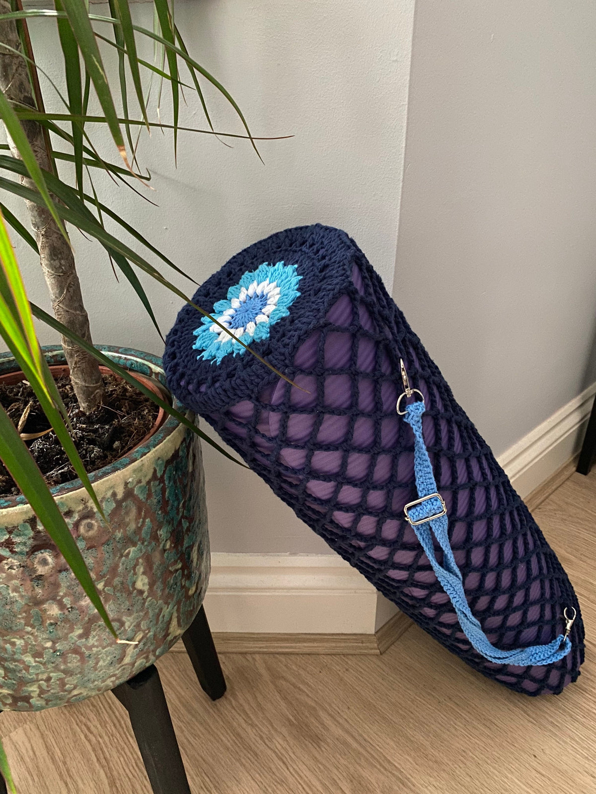 Sunflower yoga mat bag crochet pattern - downloadable PDF