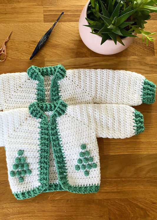 Christmas tree cardigan - crochet pattern - downloadable PDF