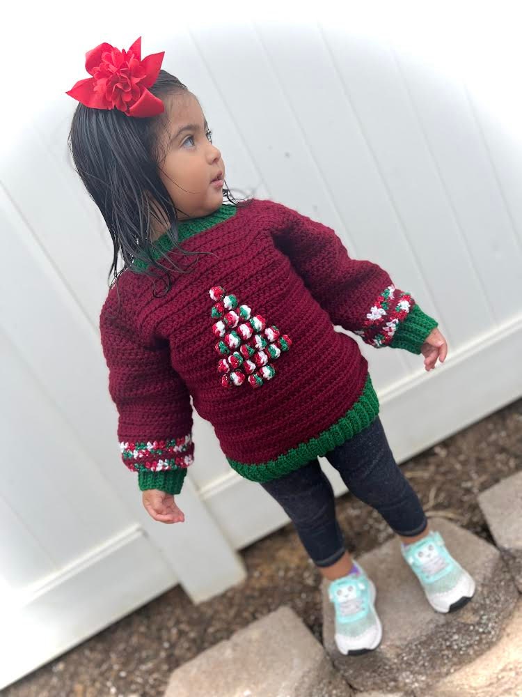 Christmas Tree jumper - children's - crochet pattern - downloadable PDF