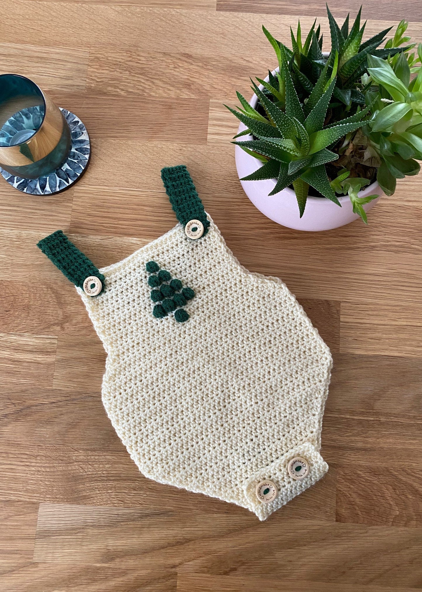 Christmas tree romper - crochet pattern - downloadable PDF