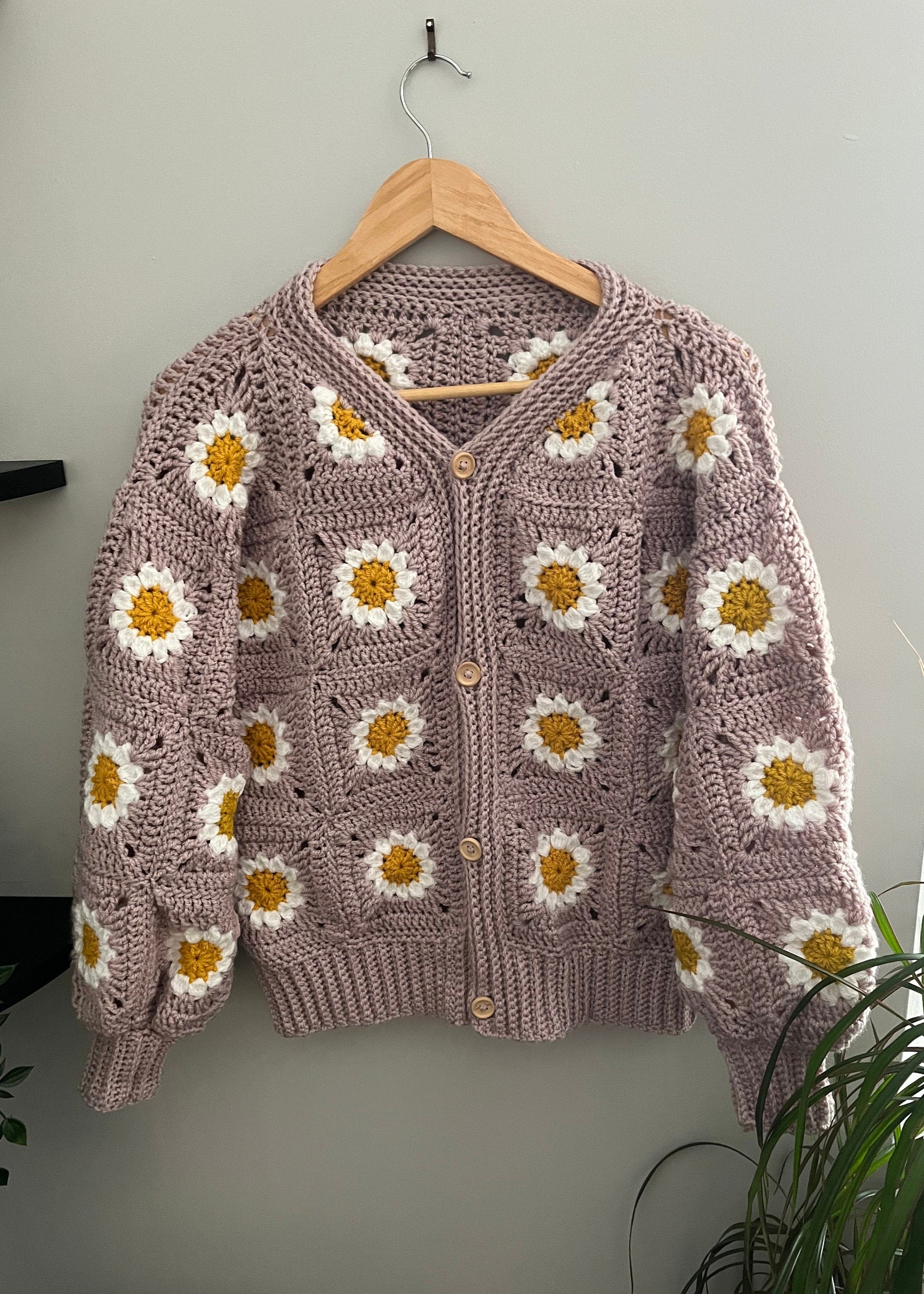 Daisy Granny Square Cardigan crochet pattern downloadable PDF